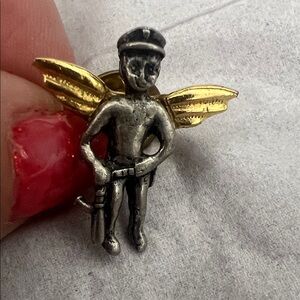 Two-Tone police officer Angel Wing Lapel Pin